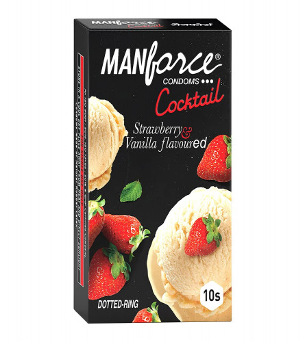 Manforce Cocktail Condoms with Dotted-Rings,Strawberry