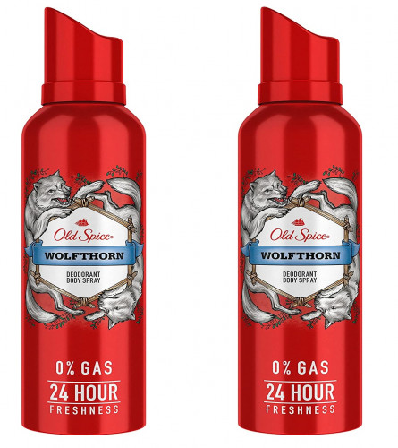Old Spice Wolfthorn No Gas Deodorant Body Spray Perfume 140 ml (Pack of 2)