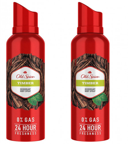 Old Spice Timber Deodorant Body Spray Perfume 140 ml (Pack of 2)