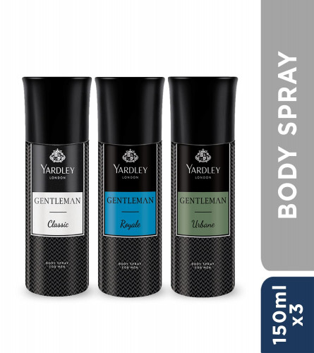 Yardley London Gentleman Range Deo Body Spray Tripack 150 ml (Pack of 3)