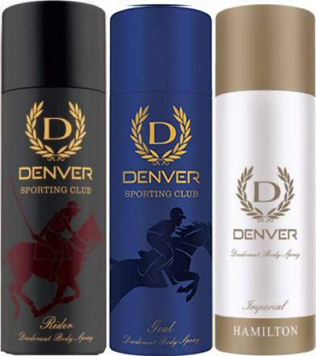 Denver Imperial Rider and Goal Deodorant Spray 165 ml (Pack of 3)