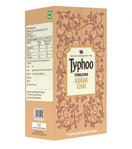 Typhoo Stimulating Adrak Chai 25 Tea Bags (Pack of 2)