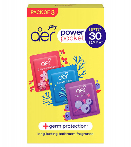 Godrej Aer Power Pocket Air Freshener Bathroom and Toilet (10 gm) Assorted Pack of 6