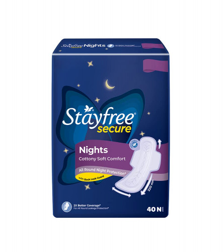 Stayfree Secure Night Cottony Soft Sanitary Pads for Women (Pack Of 40)