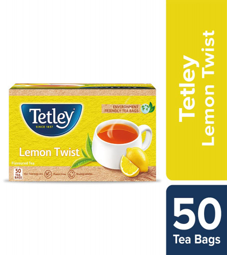 Tetley Lemon Flavoured Refreshing Tea Black Tea 50 Tea Bags