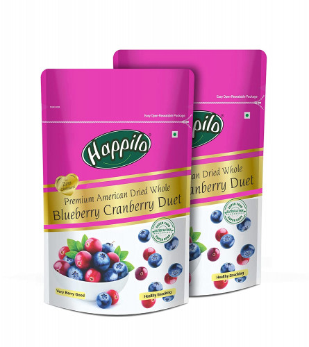 Happilo Premium American Dried Whole Blueberry Cranberry Duet 200 gm (Pack of 2)