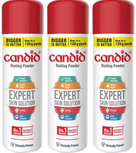 Candid Dusting Powder 120 Gm (Pack of 3)