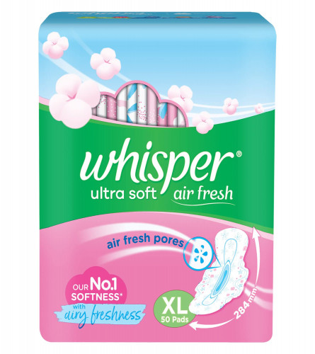 Whisper Ultra Soft Sanitary Pads For Women - XL(Pack of 50)
