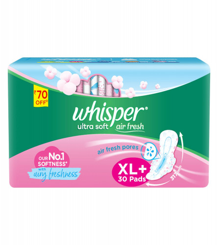 Whisper Ultra Soft Sanitary Pads For Women XL+ (Pack of 30)