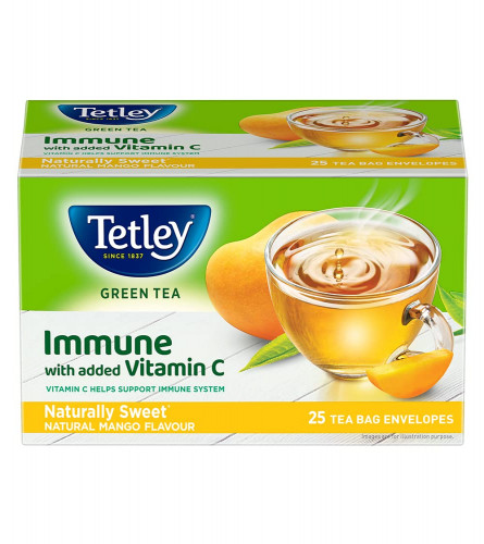 Tetley Naturally Sweet Green Tea with Mango Flavor 25 Tea Bags (Pack of 2)
