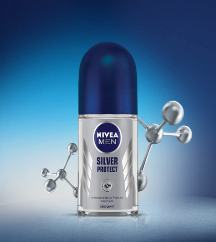 Nivea Deodorant Roll On Silver Protect for Men 50 ml (pack of 3)