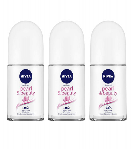 Nivea Deodorant Pearl & Beauty Roll On for Men 50 ml (pack of 3)