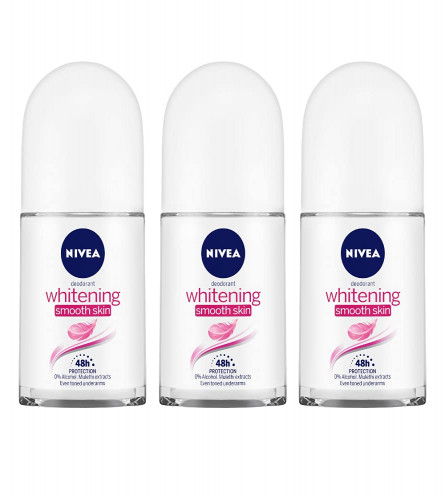 NIVEA Deodorant Roll-on Whitening Smooth Skin for Women 50 ml (pack of 3)