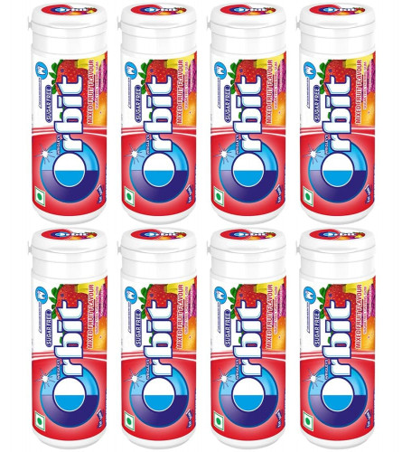 Orbit Mixed Fruit Flavour Sugar Free Chewing Gum 22 gm (Pack of 8)