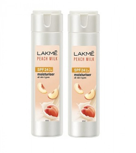 LAKMÉ Peach Milk Face Moisturizer SPF 24 PA++ 120 ml, Light Sunscreen Lotion with Vitamin C