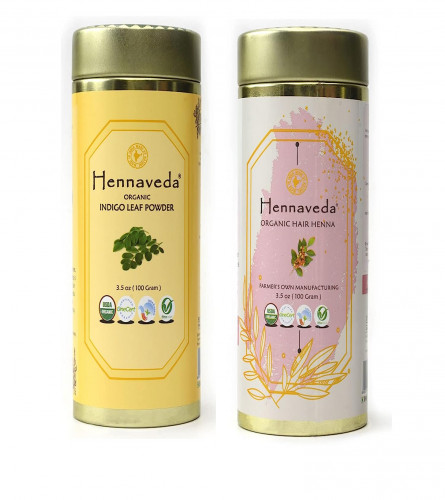 Hennaveda Hair Henna + Indigo,Organic hair color combo