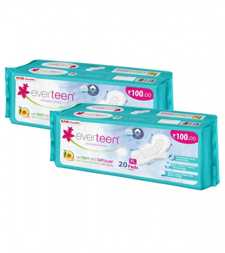 everteen XL Dry Neem-Safflower Sanitary Pads for Women – 40 Pads