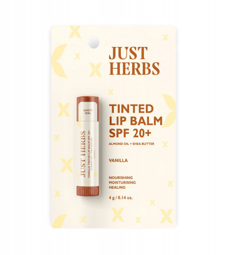 Just Herbs Tinted Lip Balm for Men & Women with SPF 20+ for Dark Lips to Lighten (Vanilla)