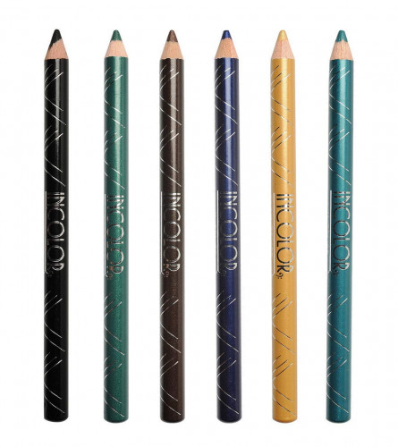INCOLOR Intense Longwear Eye Pencil, Satin Finish Combo Multicolor (Pack of 6)