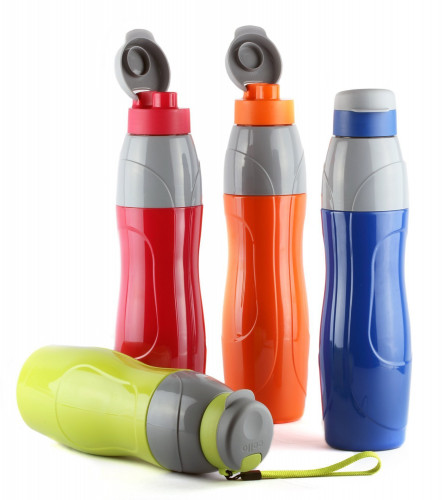 Cello Puro Plastic Sports Insulated Water Bottle 600 ml Multicolor ( Set of 4)