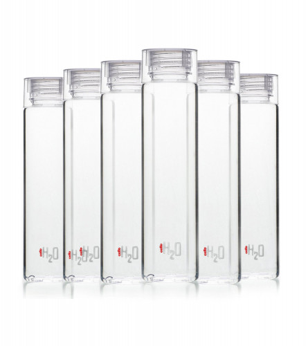 Cello H2O Premium Edition Plastic Bottle 1 L, Set of 6, Clear (Fs)