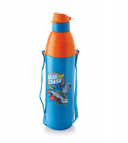 Cello Puro Junior Hot Wheel Print Plastic Water Bottle 600ml, Dark Blue, Set of 2 (Fs)