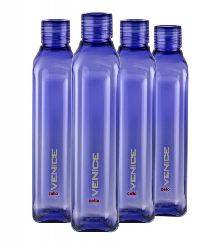 Cello Venice Exclusive Edition Plastic Water Bottle Set 1 Litre, Set of 4, Purple (Fs)