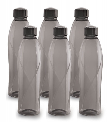 Cello Texas Plastic Pet Bottle 1 L, Set of 6, Black (Fs)