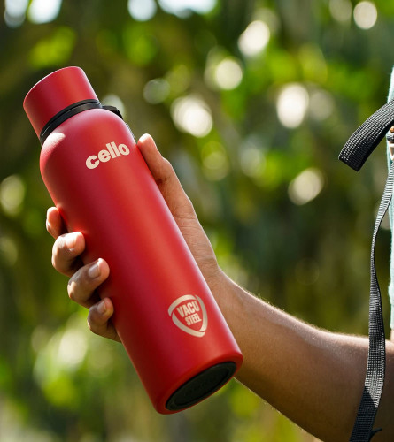 Cello Duro Tuff Steel Series- Kent Double Walled Stainless Steel Water Bottle 750 ml, Red (Fs)