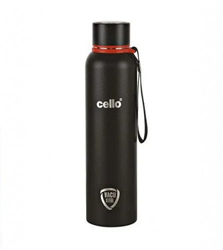 Cello Duro Tuff Steel Series Kent Flask, Hot and Cold Stainless Steel Water Bottle 750 ml, Black (Fs)