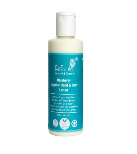 Rustic Art Blueberry Organic Hand and Body Lotion | Sal Butter, Almond Oil & Tomato Extract