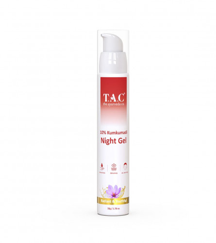 TAC - The Ayurveda Co. 10% Kumkumadi Night Gel for Glowing Skin, Moisturizing Cream