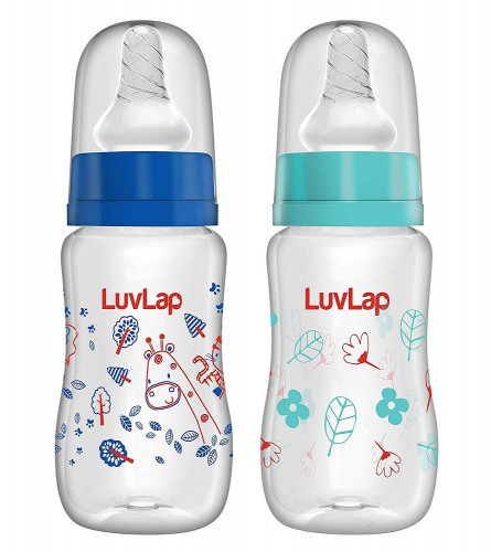 Luv Lap Anti-Colic Slim Regular Neck Essential Baby Feeding Bottle, 125ml
