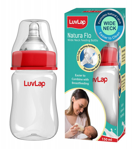 Buy LuvLap Anti-Colic Wide Neck Natura Flo Baby Feeding Bottle, 150ml