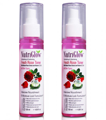 NutriGlow Fresh Rose Toner 120 ml (pack of 2)