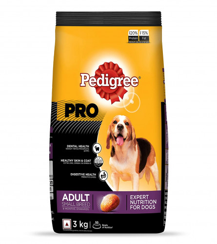 Pedigree PRO Adult Dry Dog Food for Small Breed Dogs (9 Months Onwards), 3 Kg (Free Shipping World)