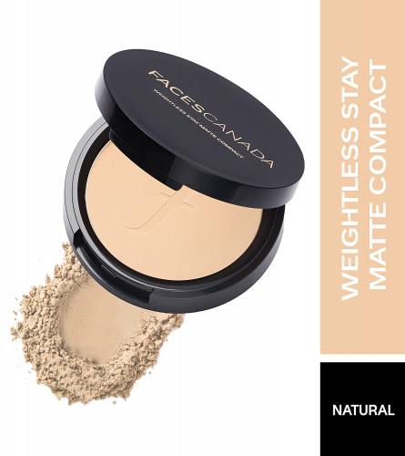 FACESCANADA Weightless Matte Finish Compact Powder- 02 Natural 9gm (Pack of 2)