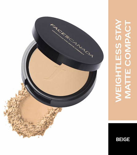 FACESCANADA Weightless Matte Finish Compact Powder -Beige 9 gm (Pack of 2)