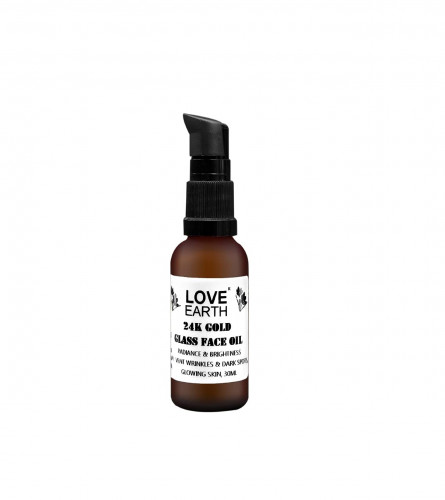Love Earth 24K Gold Glass Face Oil With Pure Essential Oils and 24K Gold Flakes