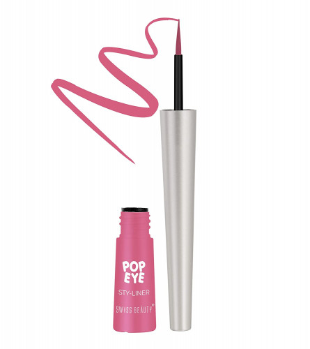 Swiss Beauty Pop Waterproof And Long Lasting Liquid Eyeliner Neon Pink 3 ml (Pack Of 4)
