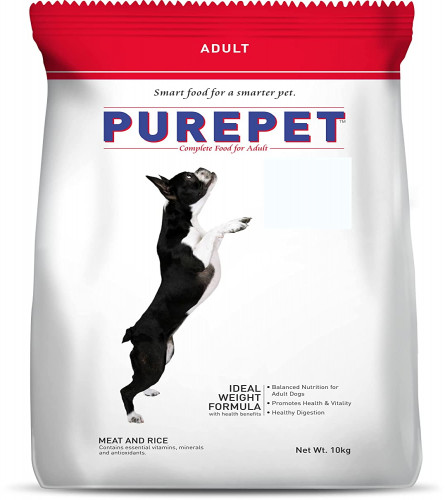Purepet Meat and Rice Dry Dog Adult, 10kg (Free Shipping Worldwide)