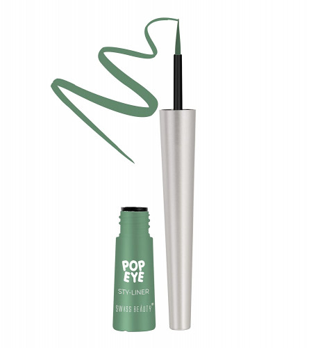 Swiss Beauty Pop Waterproof And Long Lasting Liquid Eyeliner Clover Green 3 ml (Pack Of 4)