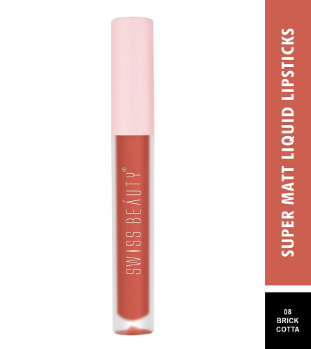 Swiss Beauty Super Matte Non Transfer Long Lasting Liquid Lipstick Brick Cotta