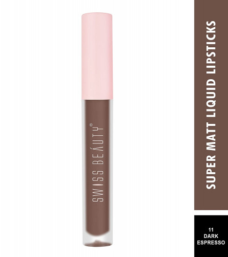 Swiss Beauty Super Matte Non Transfer Long Lasting Liquid Lipstick Dark Espresso