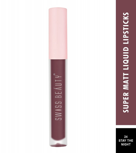 Swiss Beauty Super Matte Non Transfer Long Lasting Liquid Lipstick Stay The Night (Pack Of 2)