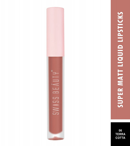 Swiss Beauty Super Matte Non Transfer Long Lasting Liquid Lipstick Terra Cotta, 3.5 ml (Pack Of 2)