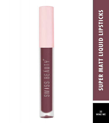 Swiss Beauty Super Matte Non Transfer Long Lasting Liquid Lipstick Wine Me, 3.5 ml (Pack Of 2)