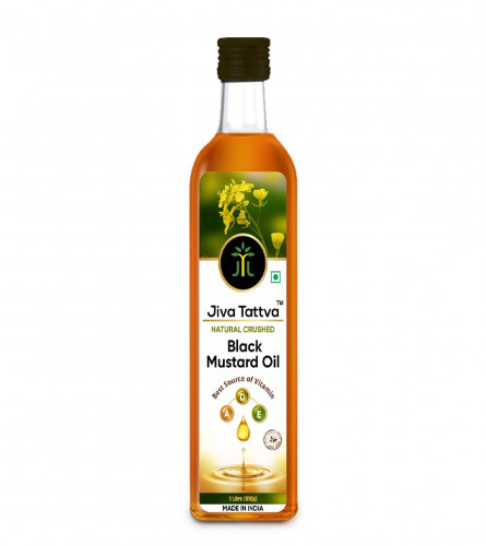 Jiva Tattva Black Mustard Oil | 1 Litre Premium Plastic Bottle | Natural Crused Sarso Oil