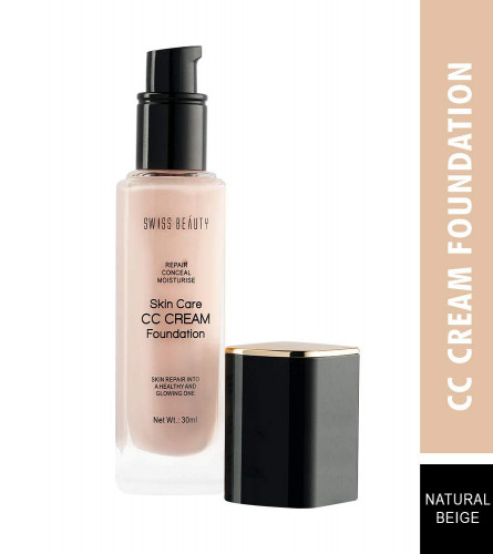 Swiss Beauty Foundation Skin Care CC Cream, Face MakeUp - Natural-Beige