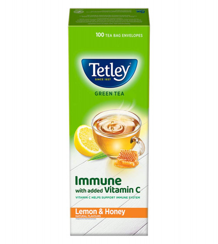 Tetley Lemon & Honey Flavored Green Tea Immune with Added Vitamin C 100 Tea Bags Free Shipping world